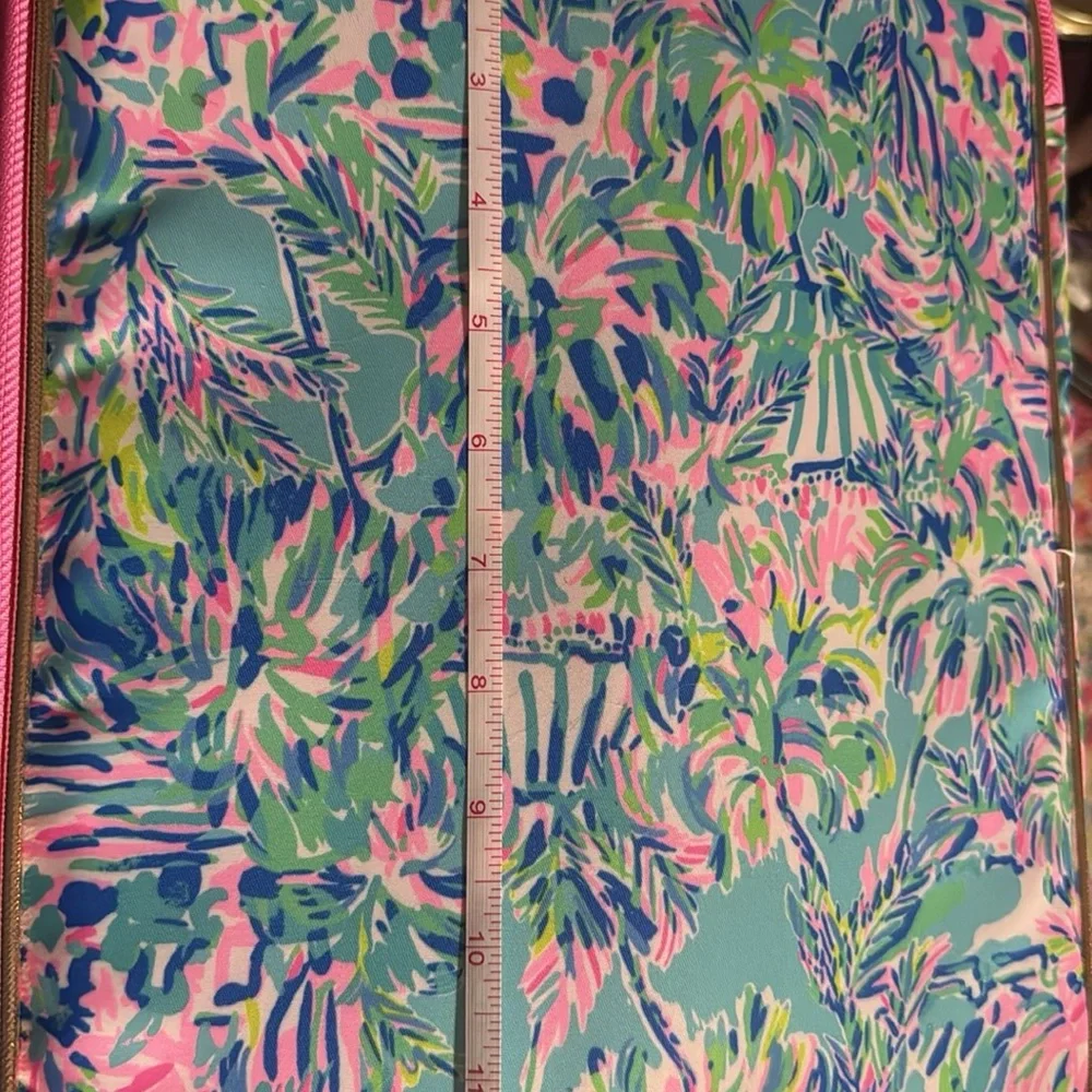 Lilly Pulitzer Metallic Plaque Tote with Pink, Blue & Green Floral Print